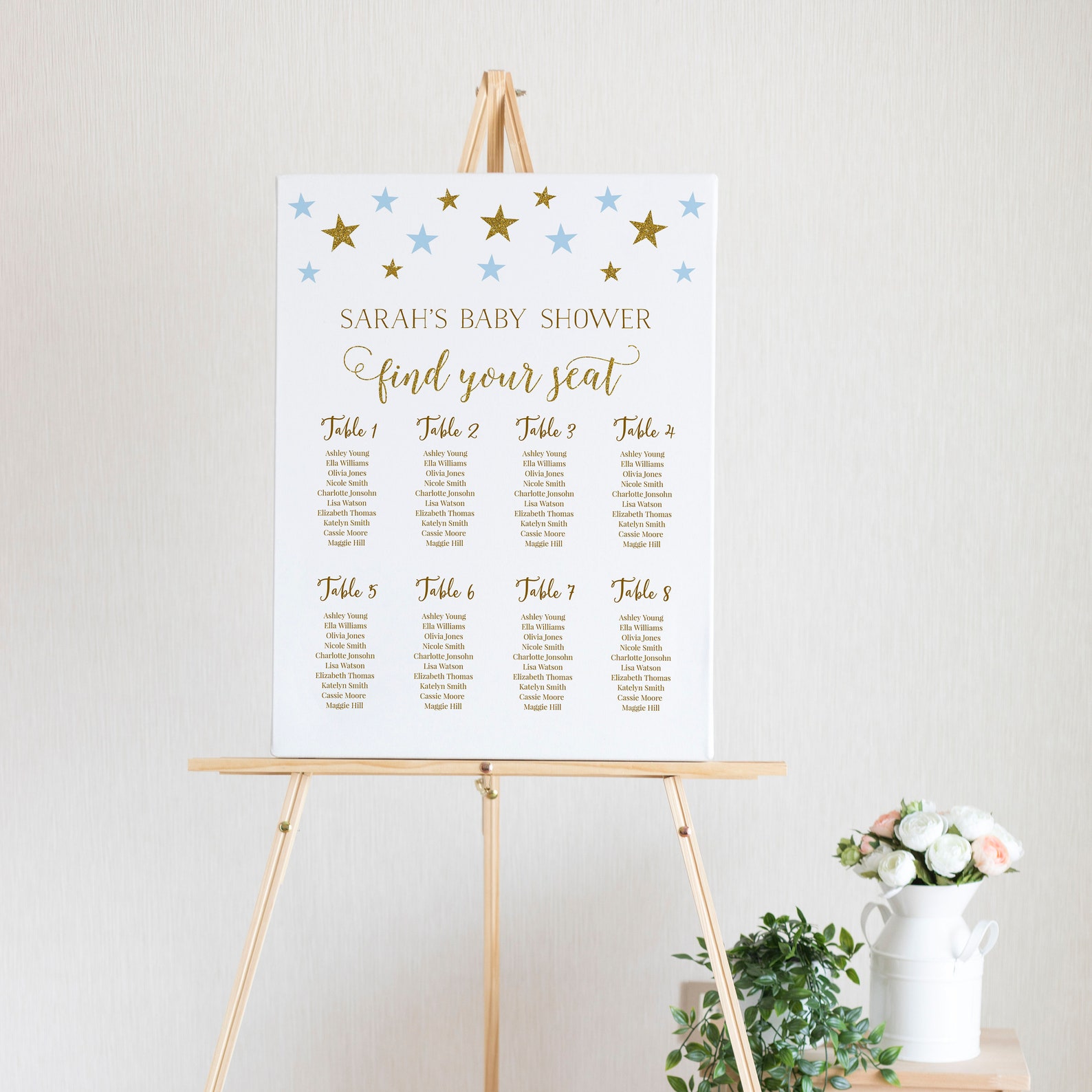 Seating Chart Baby Shower Editable Seating Plan Poster Size Etsy