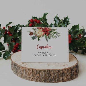 Christmas Buffet Card Template, ANY EVENT, Christmas Party Table Decor ...