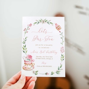 TeeParty Einladung, Tee Party Geburtstag Einladung, Geburtstag Mädchen Einladung Vorlage, Instant Download - FB9