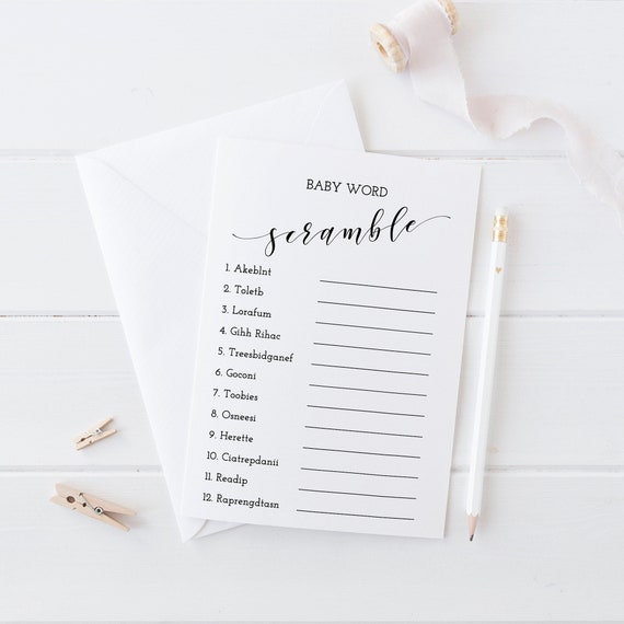 Baby Word Scramble Game Printable Baby Scramble Rustic Baby | Etsy