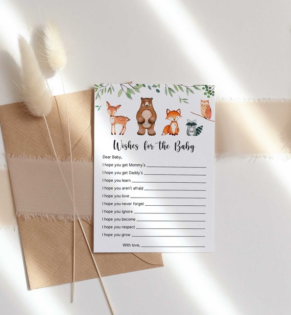 Wishes For Baby Editable Wishes For Baby Woodland Baby Shower Game Wishes For Baby Editable Wishes For Baby Woodland Baby Shower Game