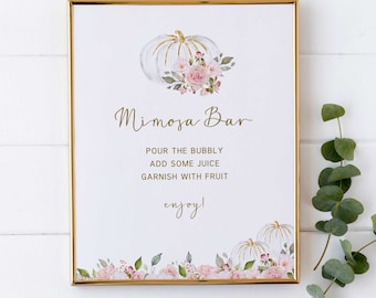 Mimosa Bar Sign Template, Little Pumpkin Baby Shower, Momosa Bar Sign, Girl Baby Shower, Mom-osa Bar, Printable Bubbly Bar Sign