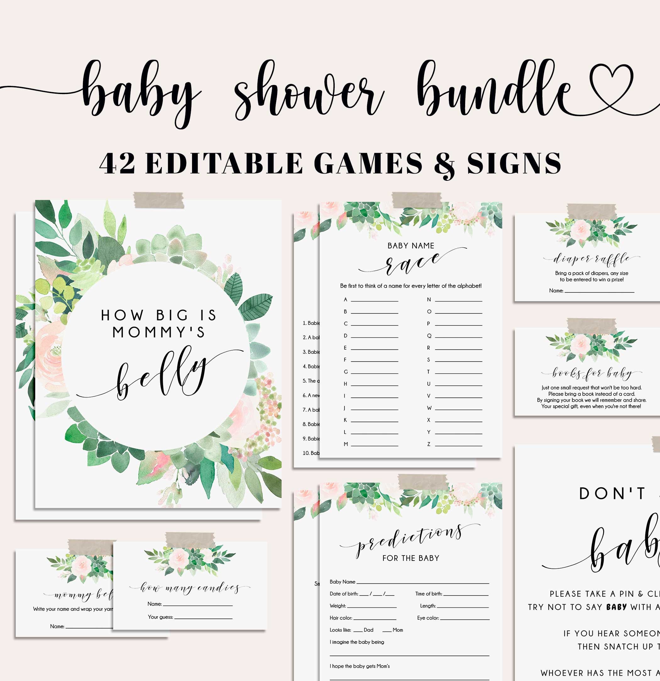Printable Baby Party Games Baby Shower Games Bundle Virtual Baby Games ...