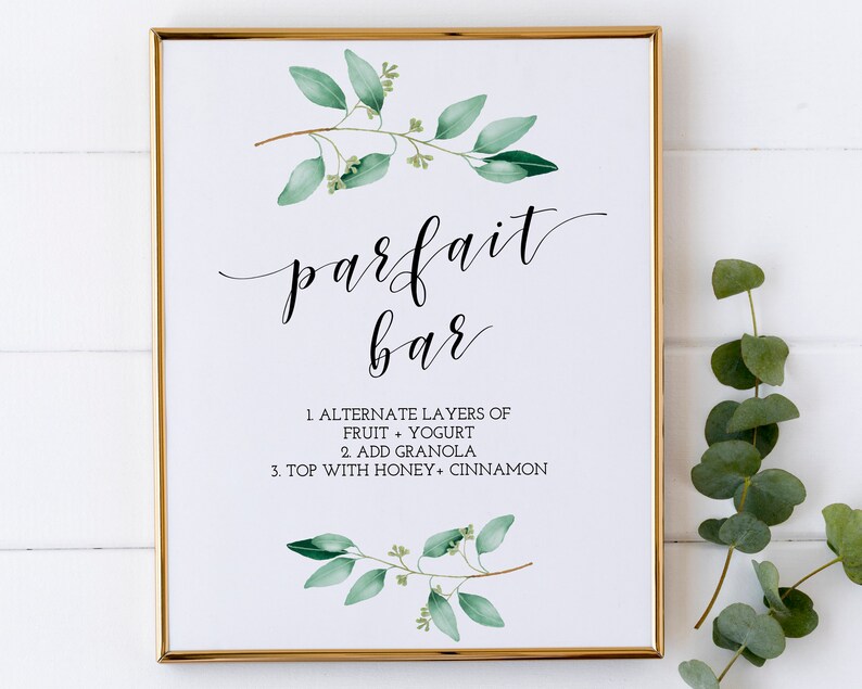 Parfait Bar Sign Template Rustic Bridal Shower Decorations | Etsy