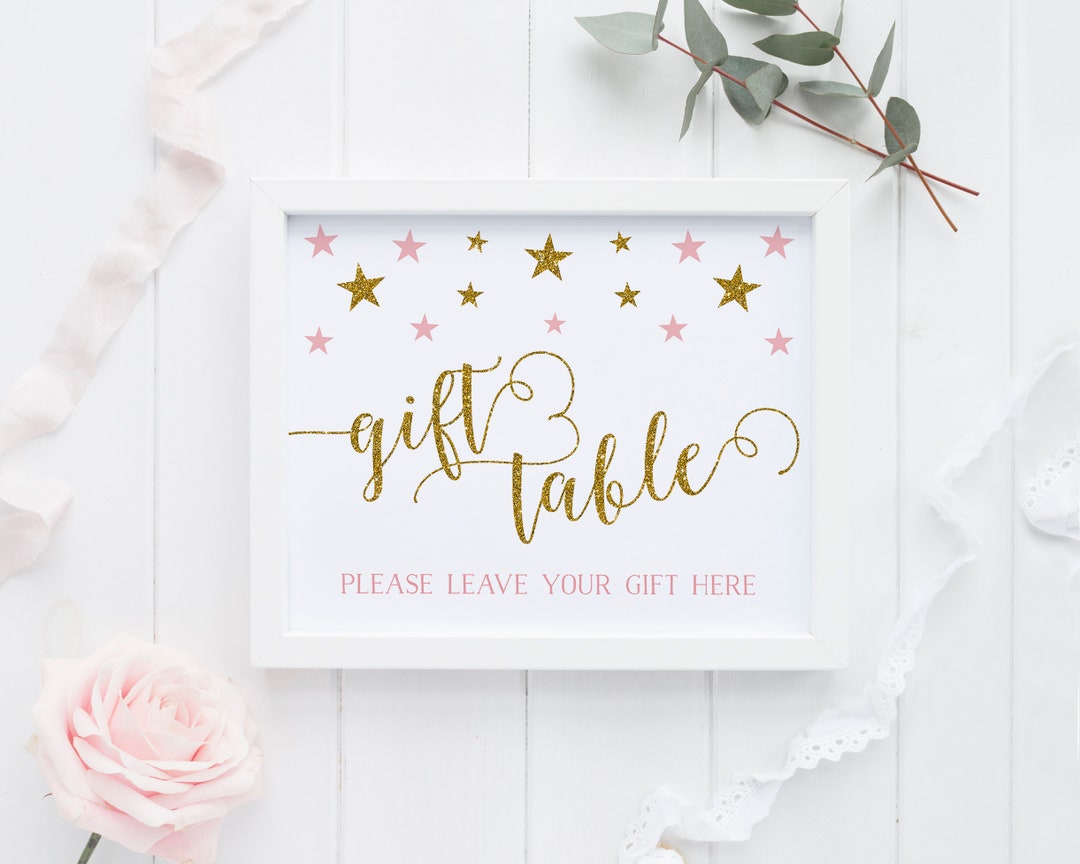 Girl Baby Shower Gift Table Sign Printable Twinkle Little Etsy