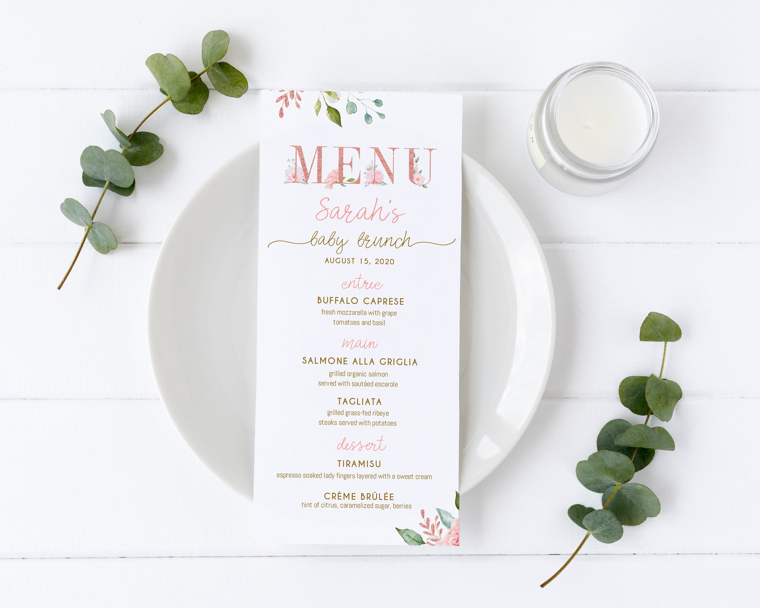 Baby Shower Menu Template