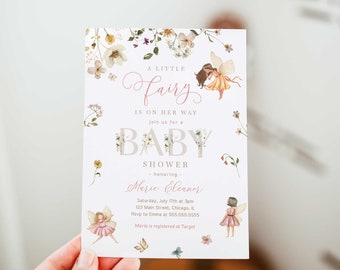 Fairy Baby Shower Invitation, Fairy Baby Shower Invite, Wildflower Enchanted Garden Invitation Template, Instant Download - FB5