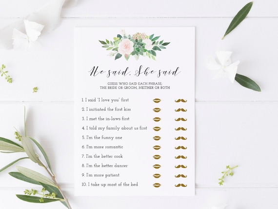 He mentioned she explained succulent bridal shower video game printable image about He Said She Said Bridal Shower Game Free Printable identified as He claimed she claimed succulent bridal shower activity printable