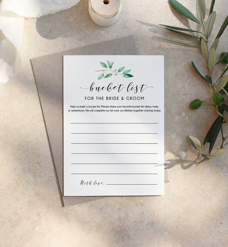 Wedding Bucket List Cards Printable Bucket List Wedding Etsy