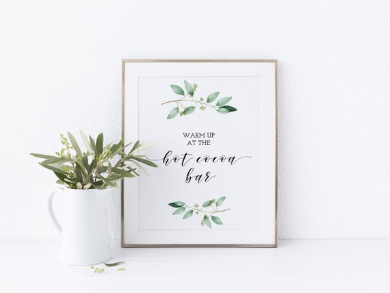 Hot cocoa sign, Hot cocoa bar sign, Greenery wedding printable decorations, Instant Download - GN1 Il_570xn