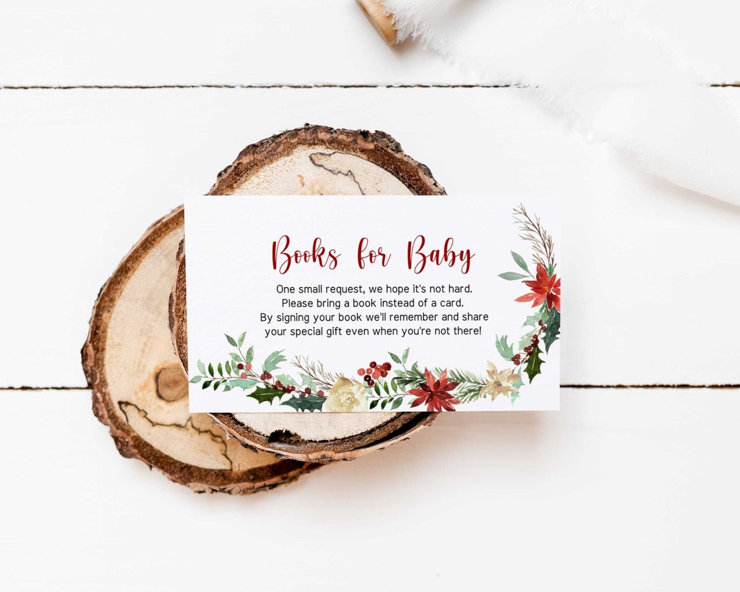 Books for Baby Insert, Baby Shower Book Request Card, Winter Baby ...