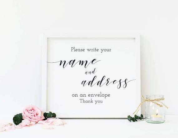 wedding addressee thank you card Write your Address Sign Rustic Bridal Shower Address Station sign DIGITAL FILE sign an envelope