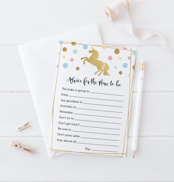 Unicorn Advice For New Mom, Printable Baby Shower Game, Rainbow, Confetti, Unicorn Baby Shower, Advice For The Mom - To - Be - GR4 Il_570xn