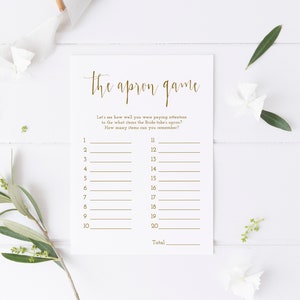 Bridal Shower Apron Game, Printable Kitchen Shower Game, Kitchen Items Bridal Shower Game, Instant Download - BW5