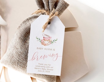 Etiketter till babyshower, tacketiketter till tebjudning, etiketter till babyshower, utskrivbara etiketter - FB9