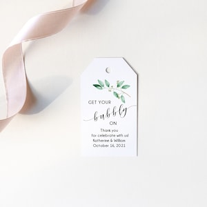 EDITABLE Champagne Favor Tag Bridal Shower Template Greenery - Etsy