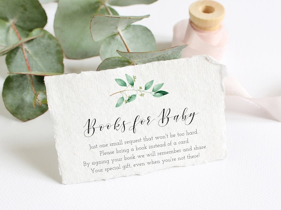 Greenery Book Request Baby Shower, Book Request Card Printable, Greenery Baby Shower Books For Baby, Bring a Book Instead of Card - GN1 Il_570xn