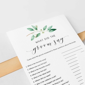 EDITABLE What did the Groom Say, Bridal Shower Game Template, What did the Groom Say About the Bride, Instant Download - GN1