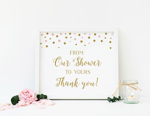 Girl Baby Shower Thank You Sign, Favors Sign, Treats Sign, Pink and Gold, Bridal Shower Favors, Wedding Favors Sign, Printable - CG2 Il_570xn