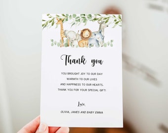 Jungle Safari Thank You Card Template, ANY EVENT Thank You Card, Jungle Thank You Notes, Instant Download - FB4