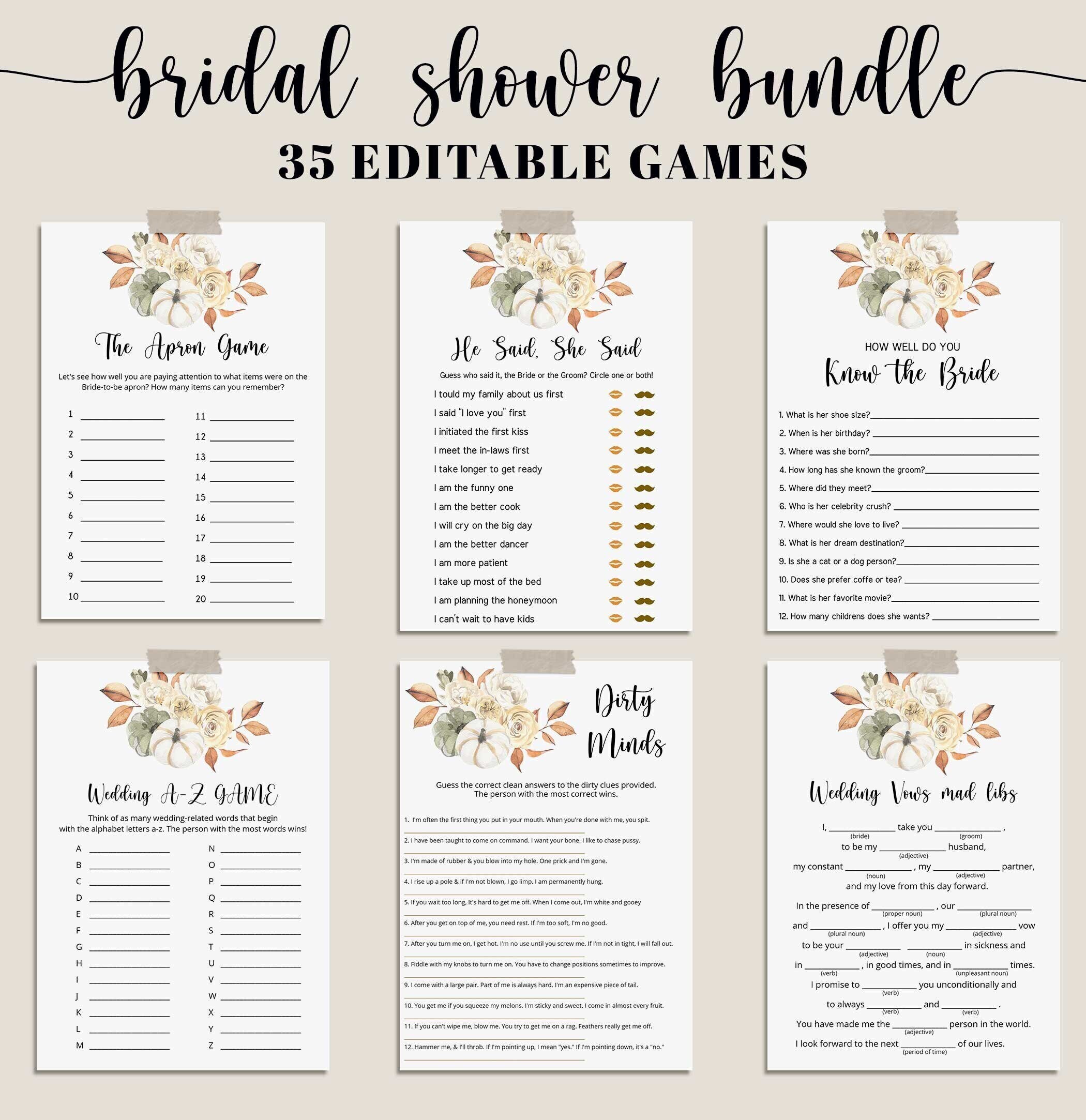 Fall Bridal Shower Games Bundle Fall Bridal Games Bundle - Etsy