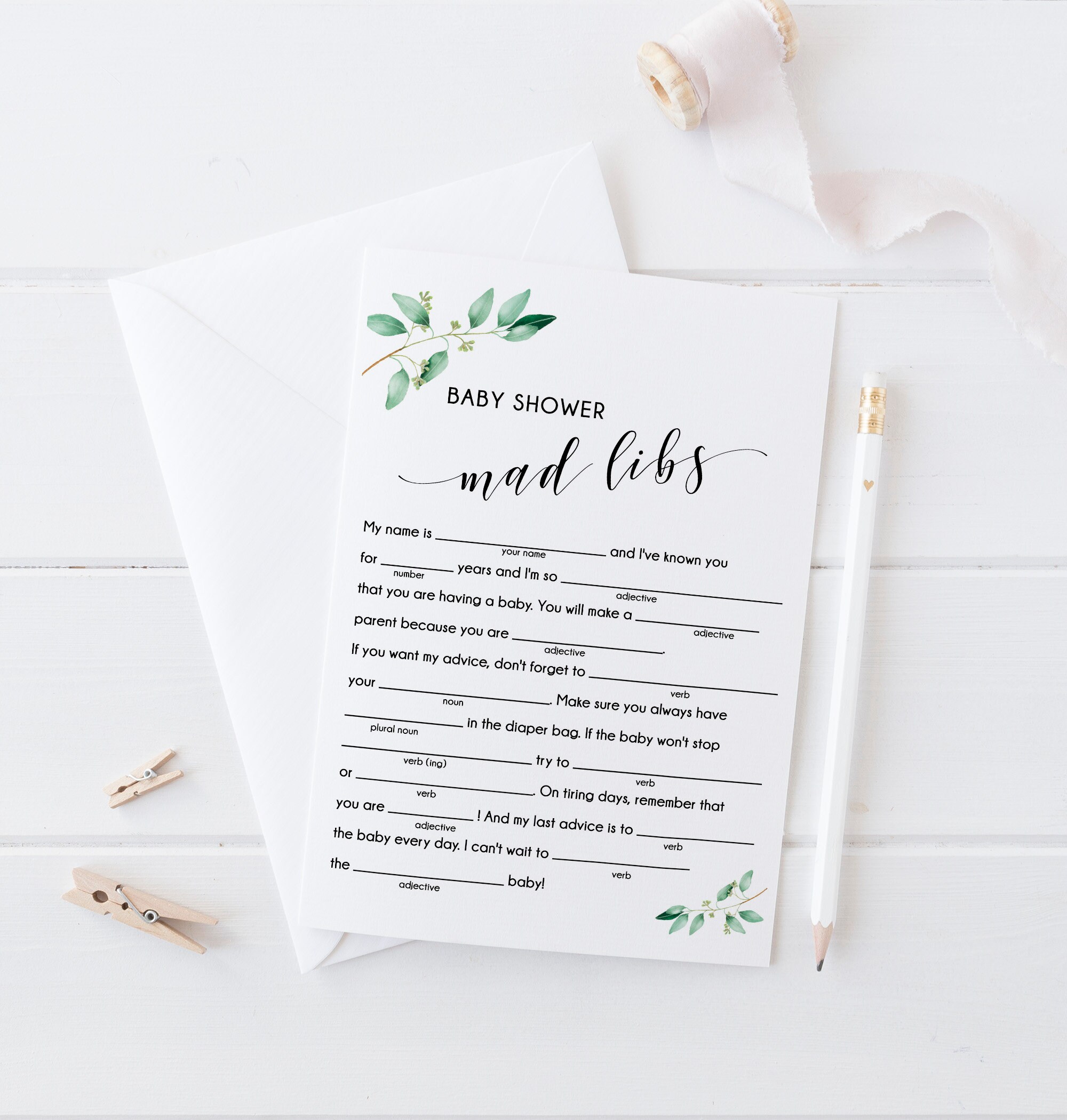 Baby Shower Mad Libs Printable Baby Shower Game Baby Mad | Etsy