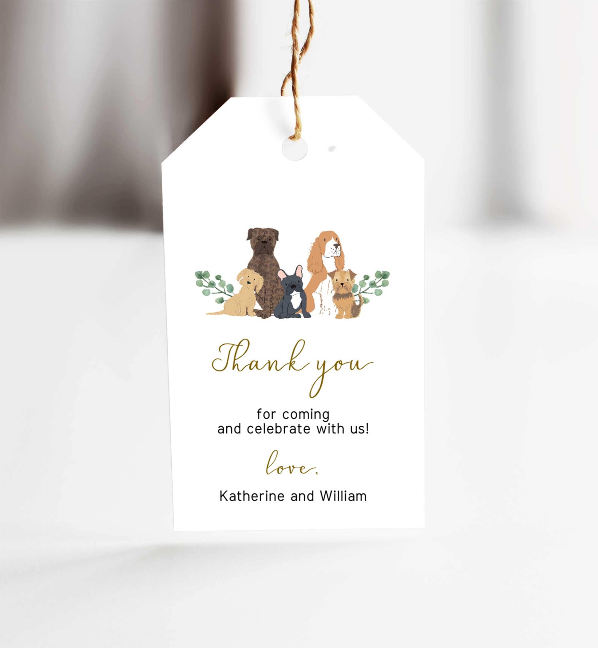 Puppy Baby Shower Favor Tags, Puppy Thank You Tags, Instant Download, Dog Baby Shower Thank You Tags - LG3