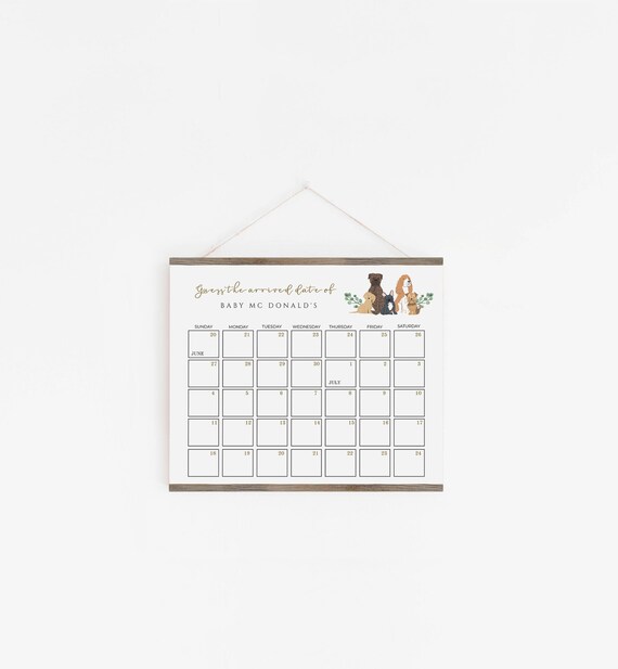 Dog Baby Shower Calendar Game Due Date Game Puppy Baby Shower Guess 