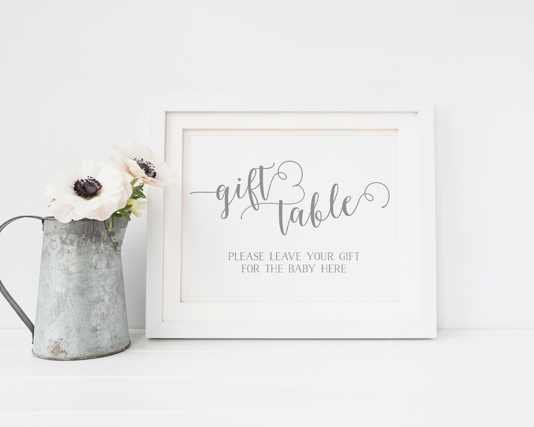 Gift Table Sign Baby Shower, Instant Download, Grey, Simple, Modern ...