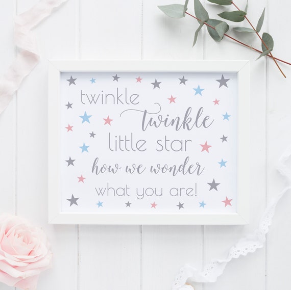Twinkle twinkle little star gender reveal party decor, how we wonder what you are, twins baby shower printable sign, DIY - SG8 Il_570xn