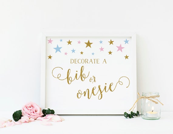 Gender Reveal Game Printable, Decorate a Onesie, Bib Decorating, Baby Shower Decorating Station, Instant Download - SG6 Il_570xn