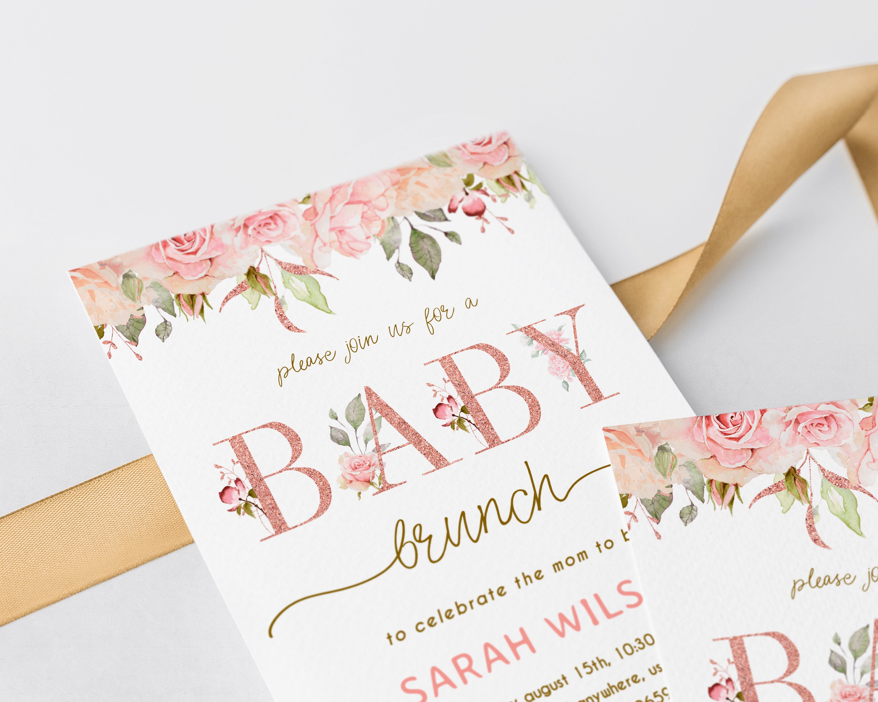 Baby Brunch Floral Invitation Baby Shower Brunch Invitations Etsy