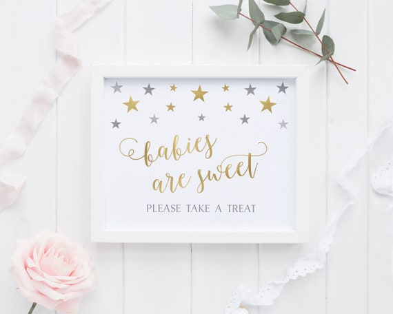 Dessert Table Sign, Baby Shower Favor Sign, Babies are Sweet Please Take a Treat Sign, Winter Twinkle Little Star, Printable Sign - SG7 Il_570xn