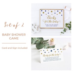 Boekaanvraagkaart | Douche voor babyjongen | Afdrukbaar | Ster goud en blauw | Kaarten voor babyshowers | Boeken in plaats van kaart