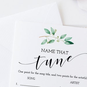 Name That Tune, Name That Baby Tune, Greenery Baby Shower Game, Greenery Bridal Game Printable, Instant Download GN1 image 2