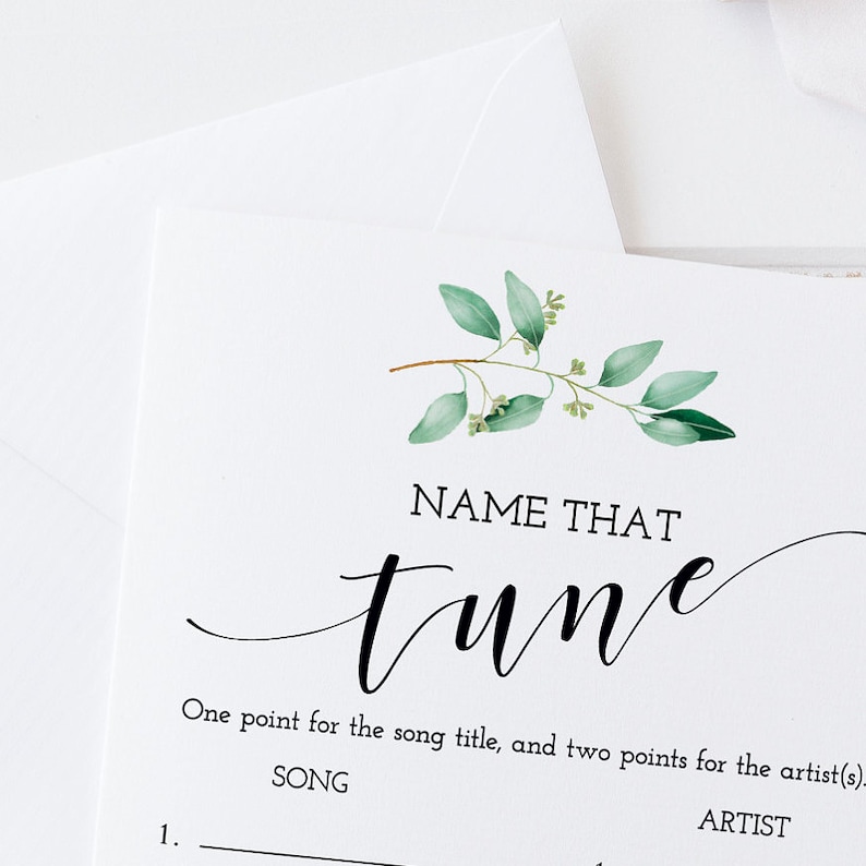 Name That Tune, Name That Baby Tune, Greenery Baby Shower Game, Greenery Bridal Game Printable, Instant Download GN1 image 2