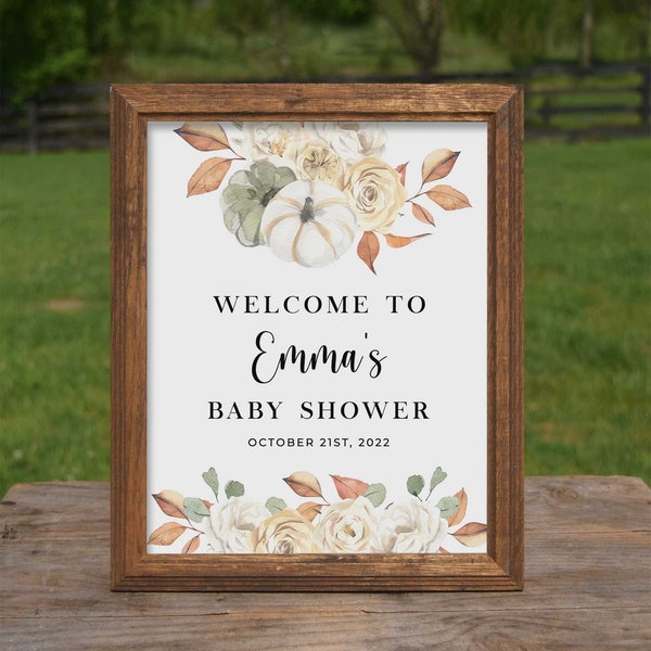 Little Pumpkin Baby Shower Sign, Welcome Baby Shower Sign, Fall Baby Shower Sign Template, Little Pumpkin Decoration - LL4