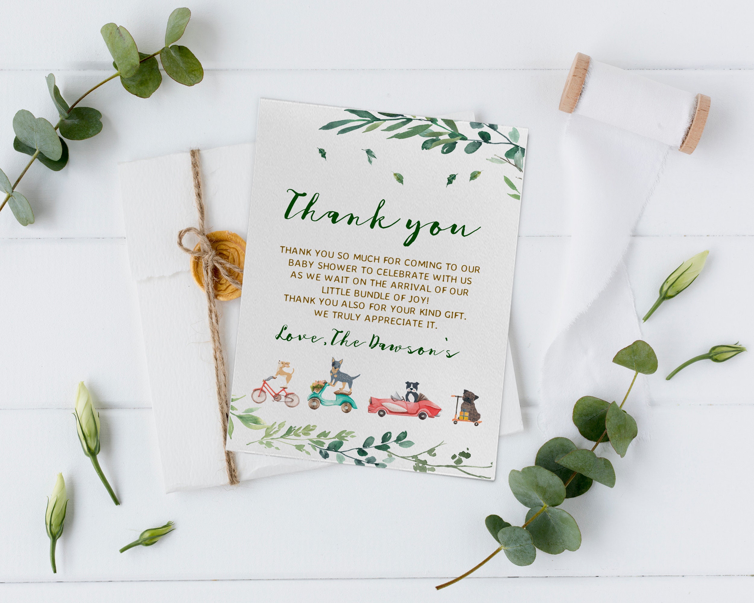 Dog Baby Shower Thank You Notes Editable Template Puppies Baby Shower Thank  You Cards Printable Inside Template For Baby Shower Thank You Cards