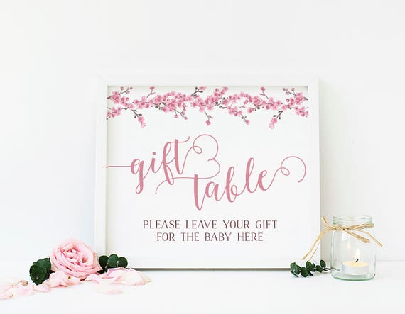 Cherry Blossom Baby Shower Gift Table Pink Shower Table Decor Baby