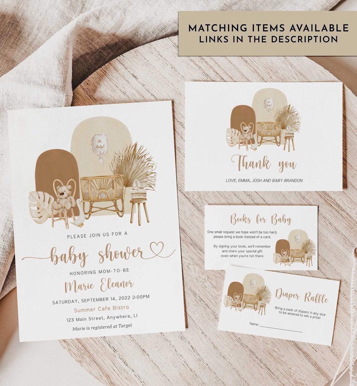 Boho Baby Shower Invitation Teddy Bear Baby Shower Bohemian Etsy