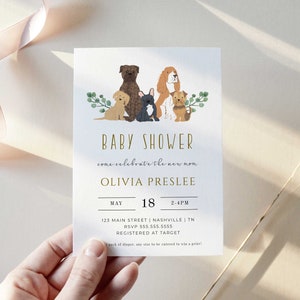 Puppy Baby Shower Invitation, Puppy Baby Shower Template, Dog Baby Shower Invite, Instant Download - LG3