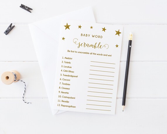 Twinkle Little Star Baby Shower Word Scramble Game Printable with Answers Twinkle Little Star Gender Neutral Scramble Instant Download - SG1 Il_570xn