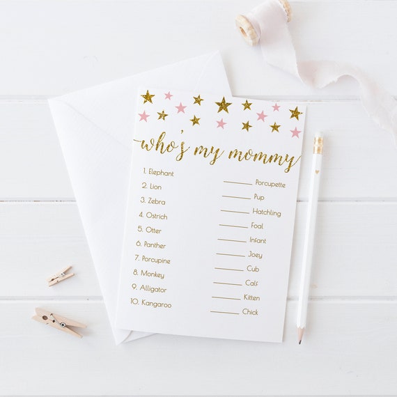 Girl Baby Shower Game, Pink and Gold Baby Shower, Baby Animals Game, Animals Name Game, Who's My Mommy, Printable - SG2 Il_570xn