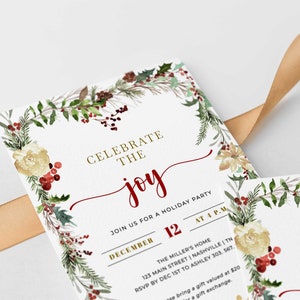 Christmas Party Invitation Template, Christmas Invitation Editable, Printable Template, Holiday Party Invitation CH6 image 3