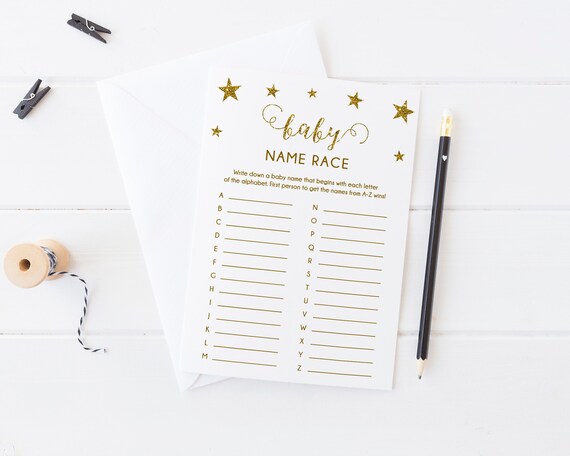 Gender Neutral Baby Name Race Game Printable Alphabet Baby Name Twinkle Little Star Baby Shower - SG1 Il_570xn