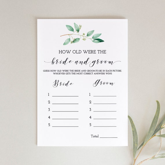 photo game BRI002 Game Card Brunch Game How old were they Game INSTANT DOWNLOAD Bridal Shower Games Hens Night Bachelorette Games