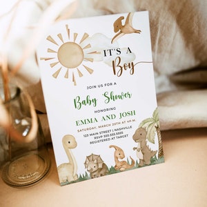 Dinosaur Baby Shower Invite, Dinosaur Baby Shower Invite, Boy Dino Baby Shower Template, Instant Download