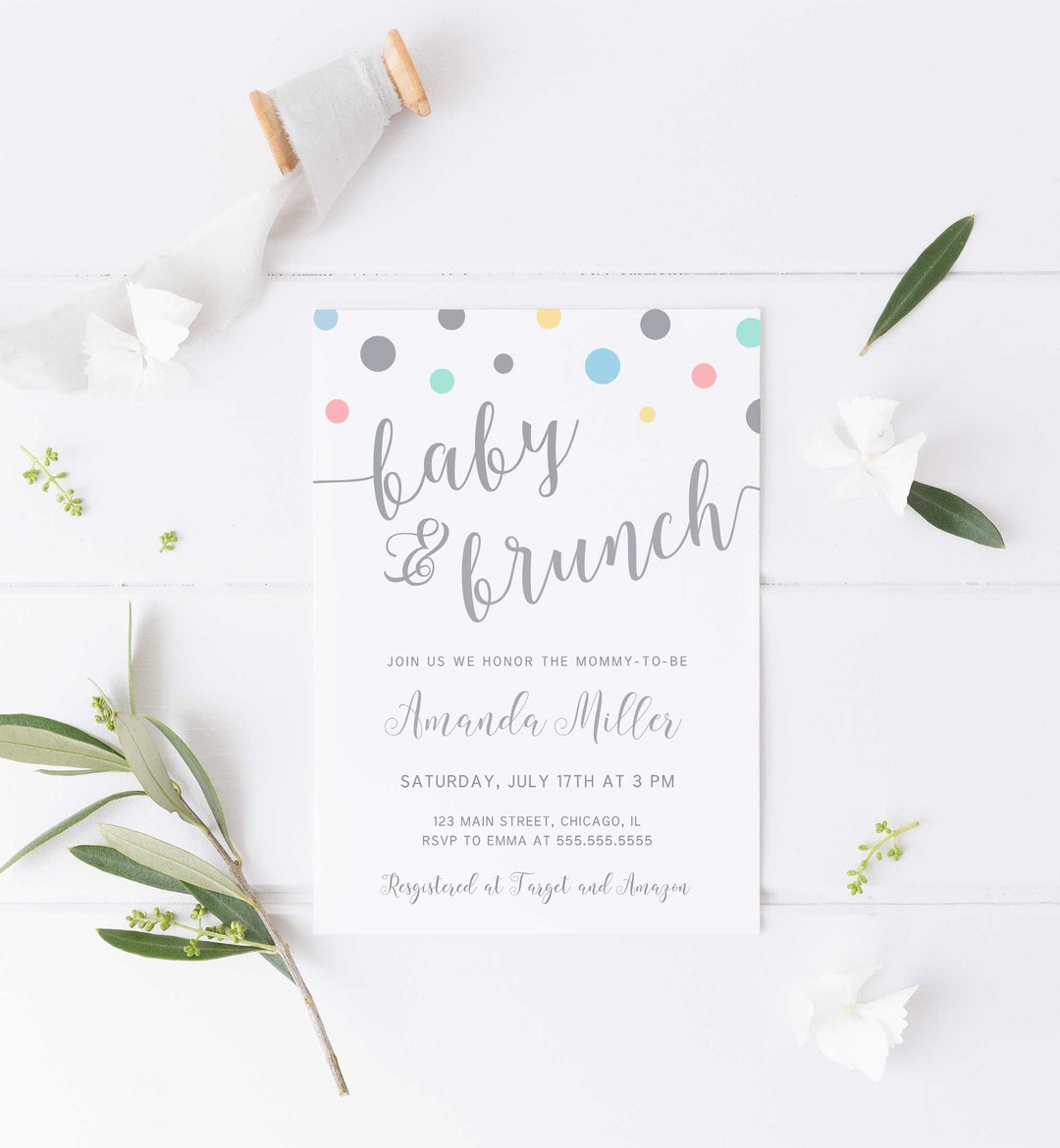 Baby Brunch Invitation, Baby Shower Brunch Template, Brunch Baby Shower ...
