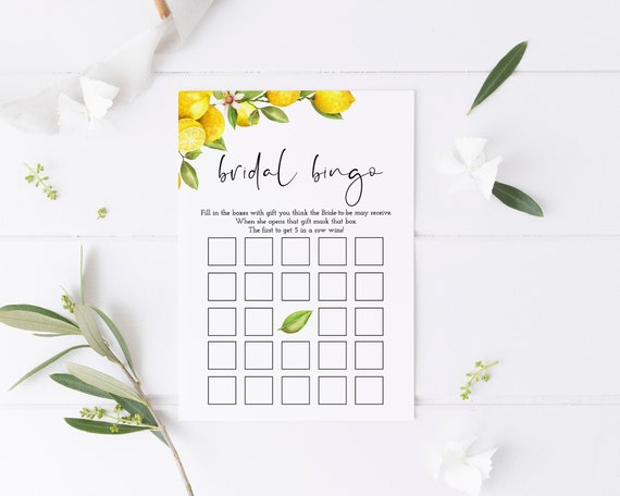 Summer Bridal Shower Bingo - INSTANT DOWNLOAD - Lemon Bridal Shower Game - Printable - B1 Il_570xn
