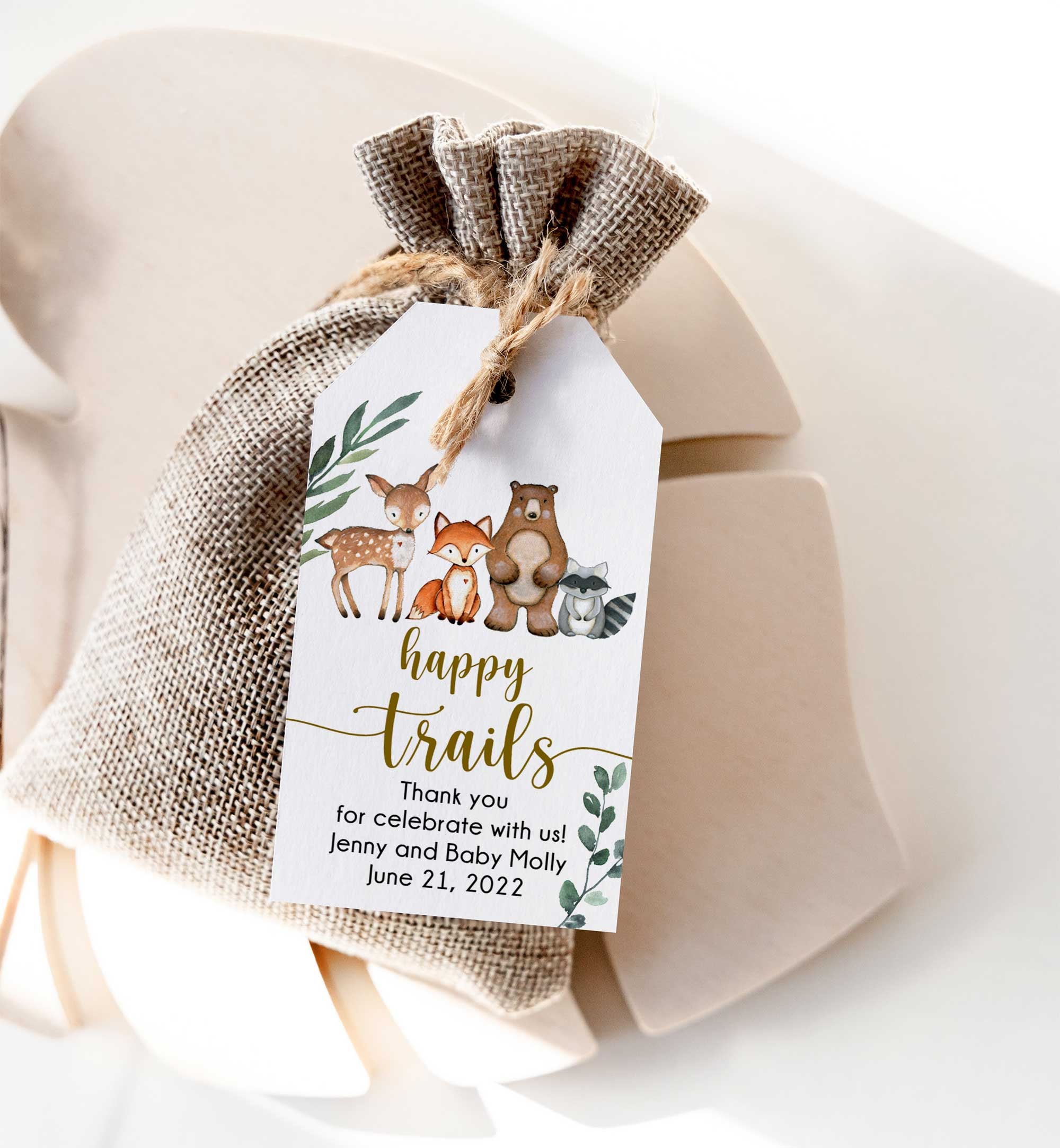 Happy Trails Tag Trail Mix Woodland Favor Tags Template Etsy